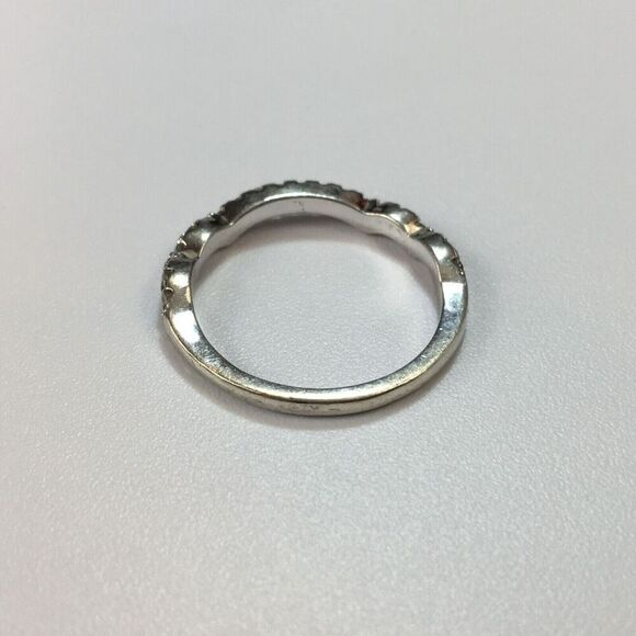 Sterling Silver Ring Size 6.5 Cubic Zirconia Wave Band Layering Stacking - Picture 10 of 14